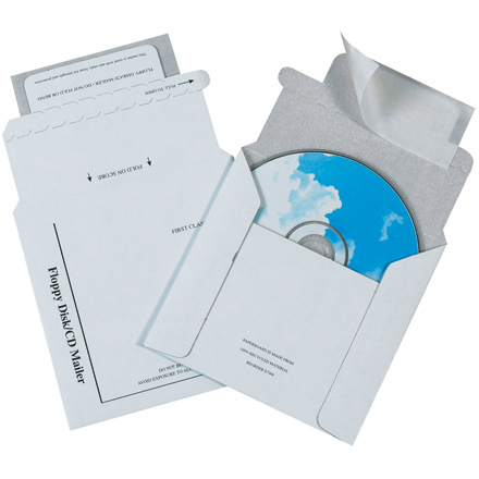 5 1/8 x 5″ Foam Lined White CD Mailers 1